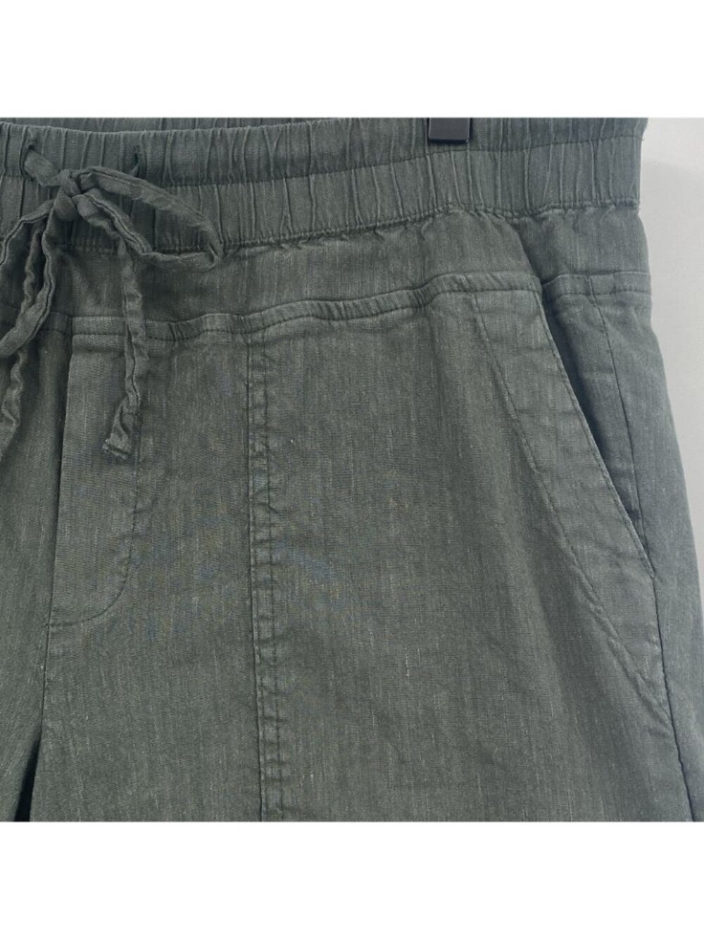 Kut From The Kloth Women's Size L Green Linen Blend Drawstring Pants - Picture 10 of 16